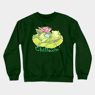 Chillaxin Watercolor Frog Crewneck Sweatshirt